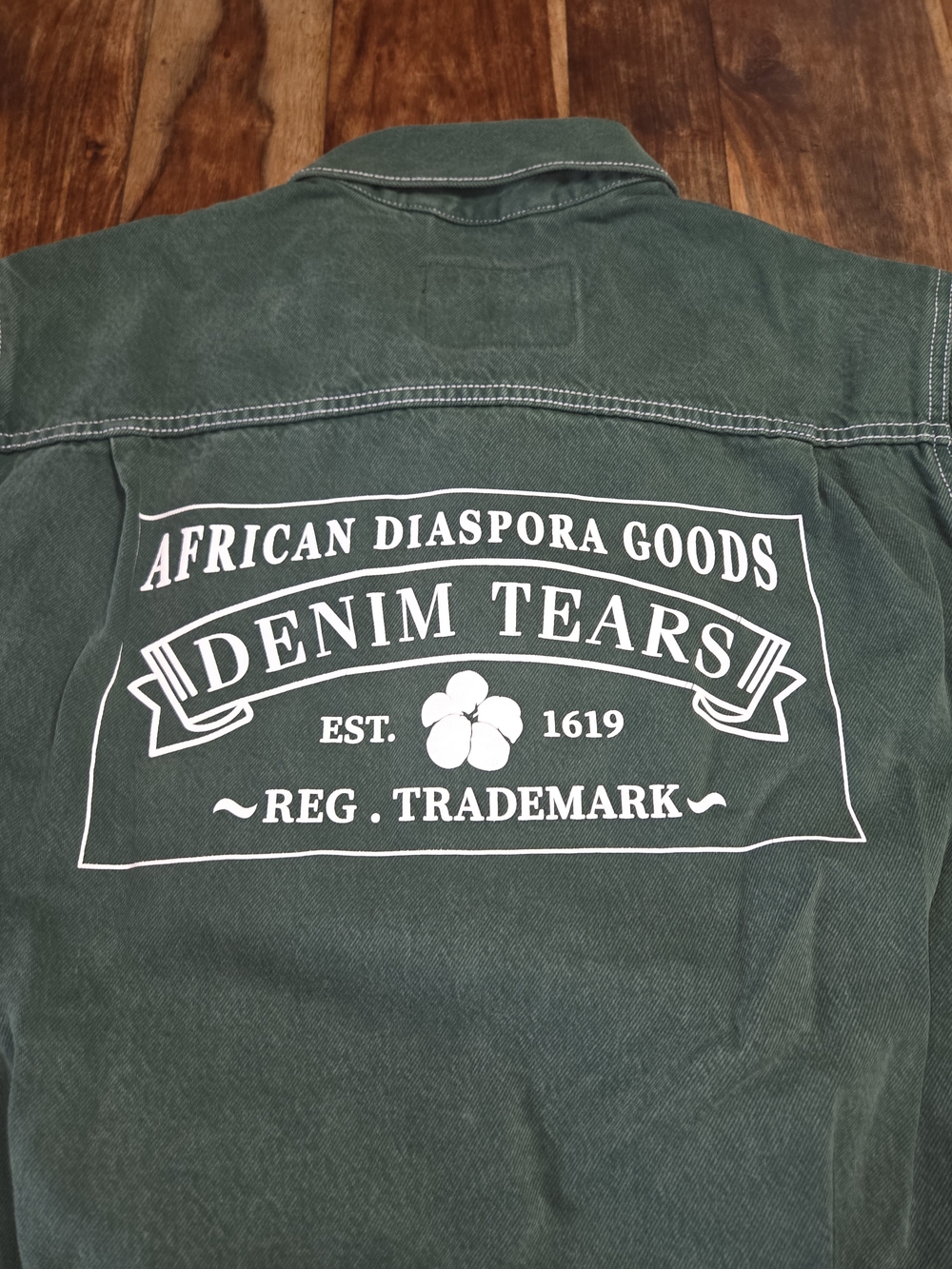Denim Tears x Levi's Type-2 Long-Sleeve Green Denim Jacket. Size Large - Picture 8 of 9